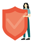 © Shutterstock Egger & Lerch Woman holding a large protective shield with a tick in her hand